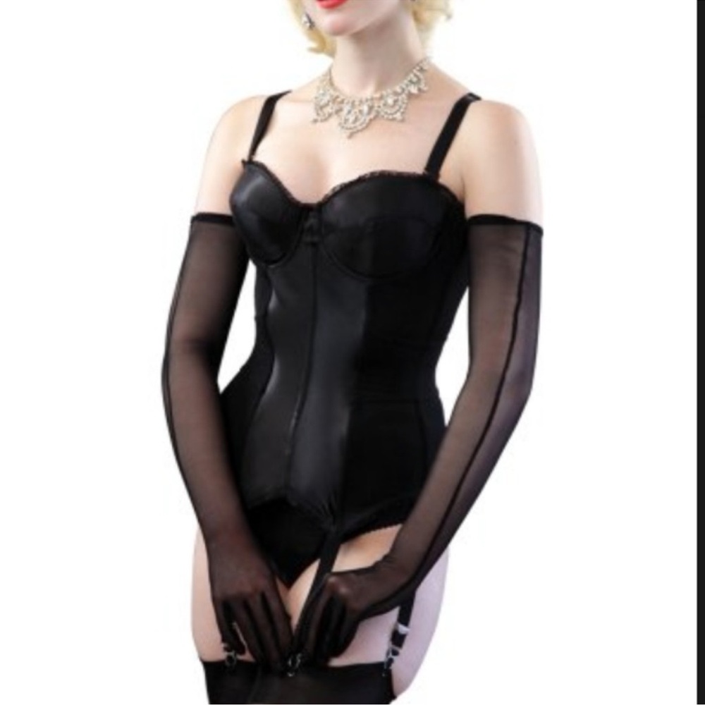 NWT What Katie Did Glamour Merry Widow Corset Shapewear with garters Black 36D